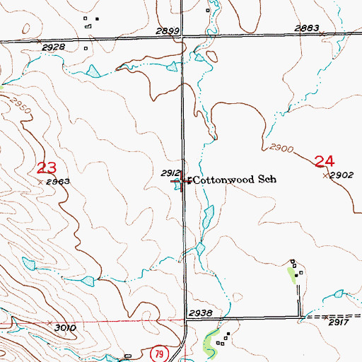 Topographic Map of Cottonwood School, SD