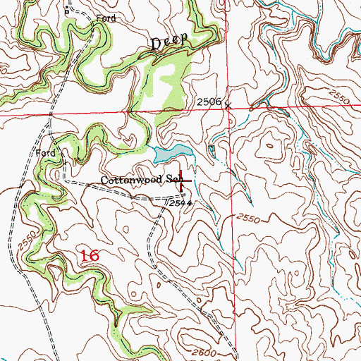 Topographic Map of Cottonwood School, SD