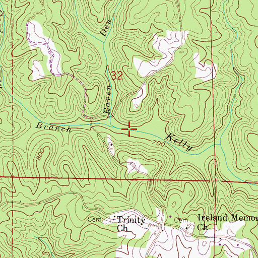 Topographic Map of Raven Den Branch, AL