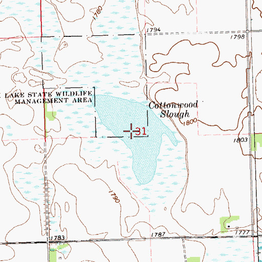 Topographic Map of Cottonwood Slough, SD