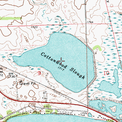 Topographic Map of Cottonwood Slough, SD