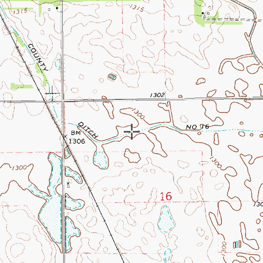 Topographic Map of County Ditch Number 16, SD