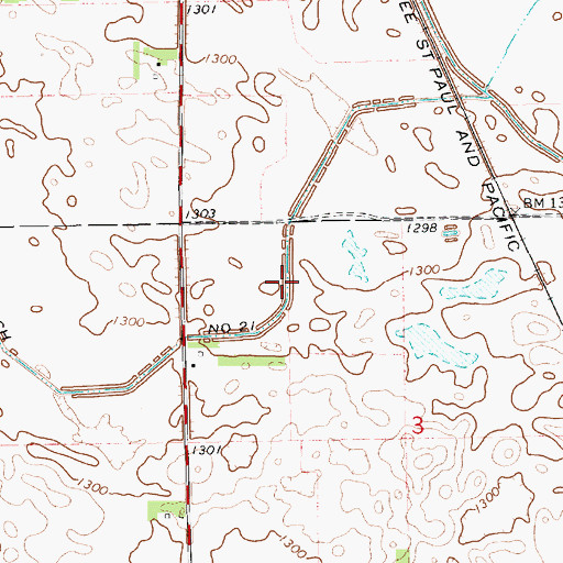 Topographic Map of County Ditch Number 21, SD