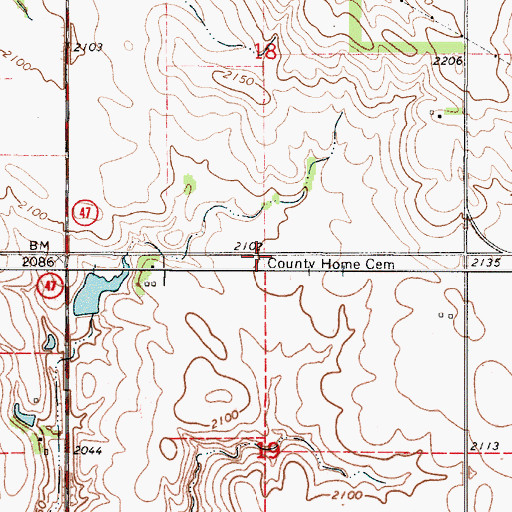 Topographic Map of County Home Cemetery, SD
