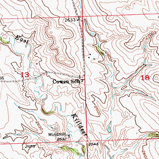 Topographic Map of Cowen School, SD