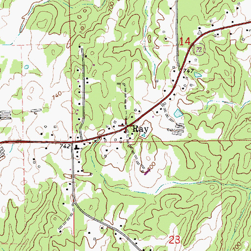 Topographic Map of Ray, AL