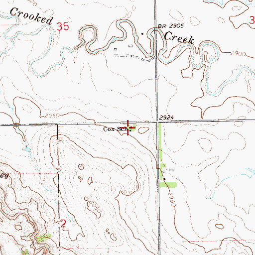 Topographic Map of Cox School, SD