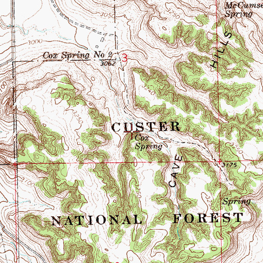 Topographic Map of Cox Spring, SD