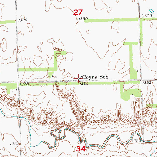 Topographic Map of Coyne School, SD