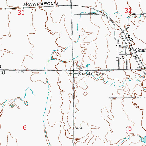 Topographic Map of Crandall Cemetery, SD