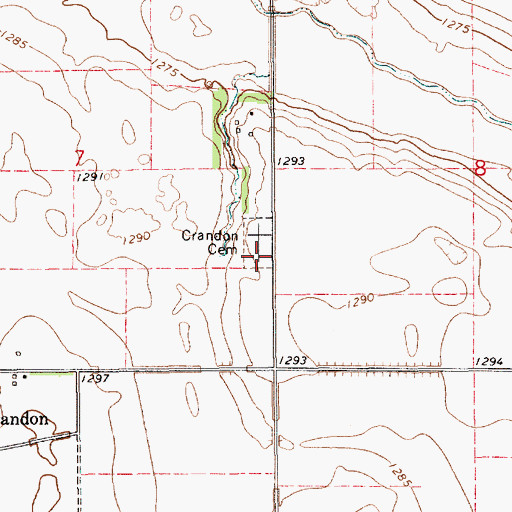 Topographic Map of Crandon Cemetery, SD