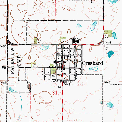 Topographic Map of Cresbard, SD