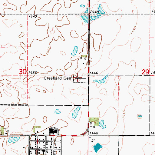 Topographic Map of Cresbard Cemetery, SD