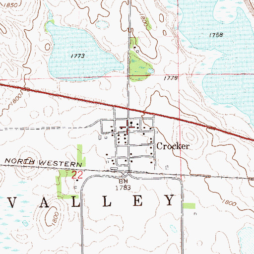 Topographic Map of Crocker, SD