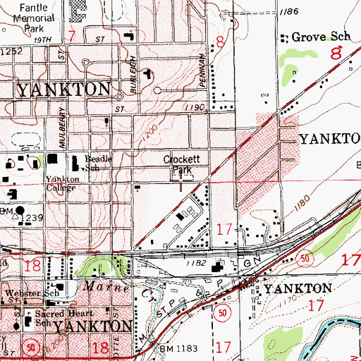 Topographic Map of Crockett Park, SD