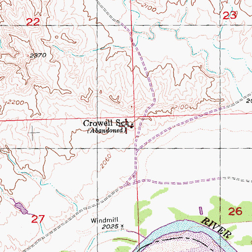 Topographic Map of Crowell School, SD
