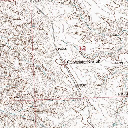 Topographic Map of Crowser Ranch, SD