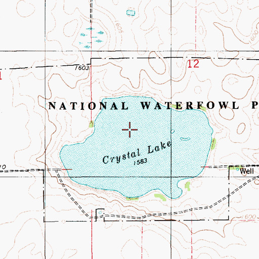 Topographic Map of Crystal Lake State Public Shooting Area, SD