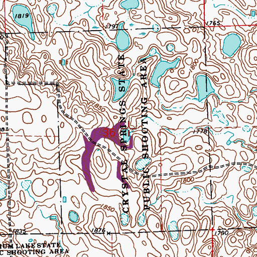 Topographic Map of Crystal Springs State Public Shooting Area, SD