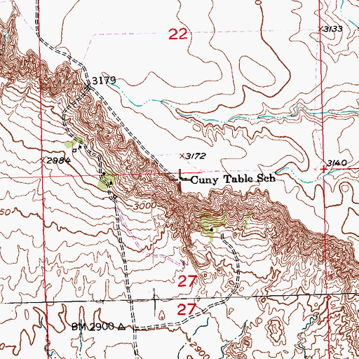 Topographic Map of Cuny Table School, SD