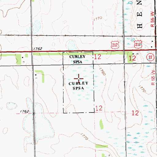 Topographic Map of Curley State Public Shooting Area, SD