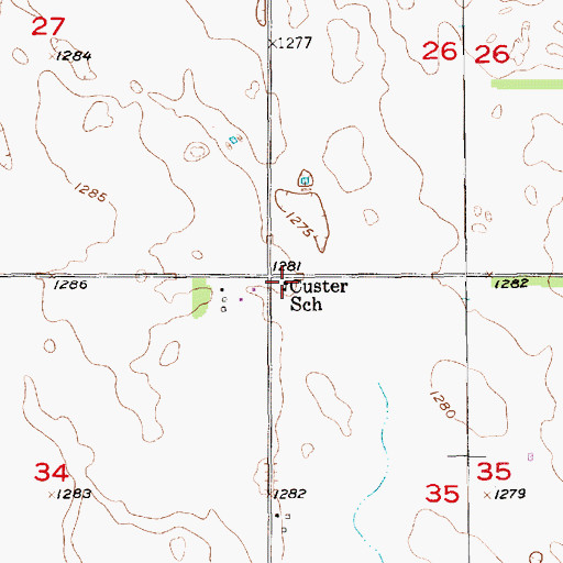 Topographic Map of Custer School, SD