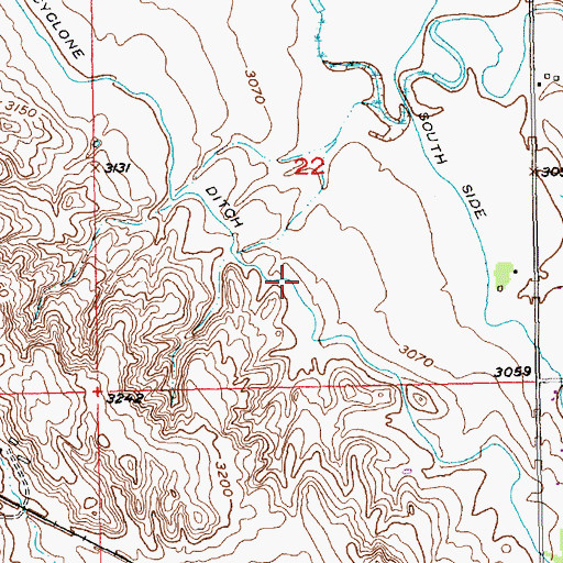 Topographic Map of Cyclone Ditch, SD