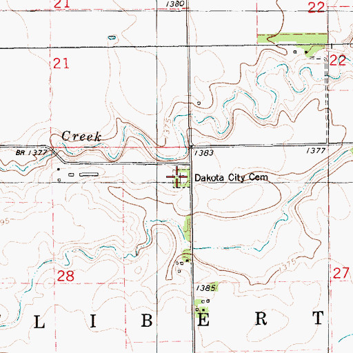 Topographic Map of Dakota City Cemetery, SD