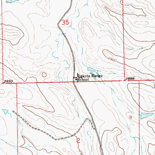 Topographic Map of Dakota Range School, SD
