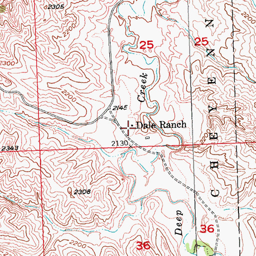 Topographic Map of Dale Ranch, SD