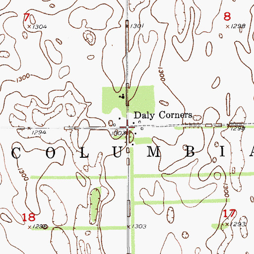 Topographic Map of Daly Corners, SD