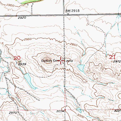 Topographic Map of Danish Cemetery, SD