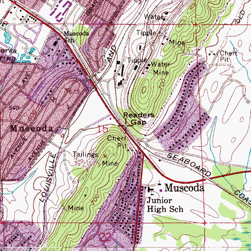 Topographic Map of Readers Gap, AL