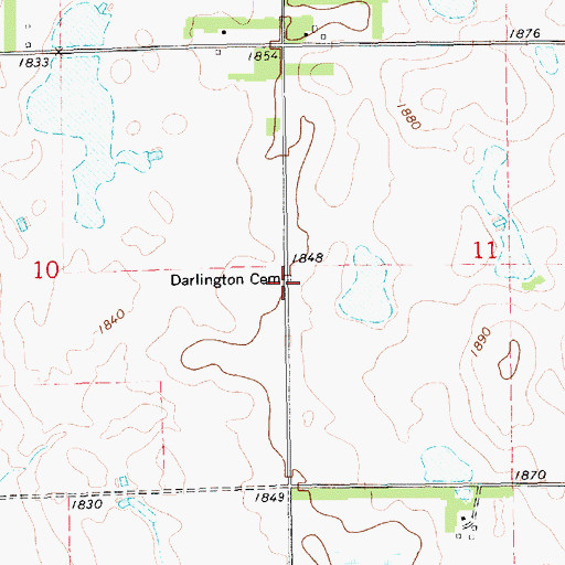Topographic Map of Darlington Cemetery, SD