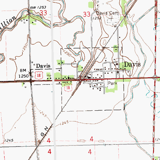 Topographic Map of Davis, SD