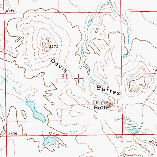 Topographic Map of Davis Buttes, SD