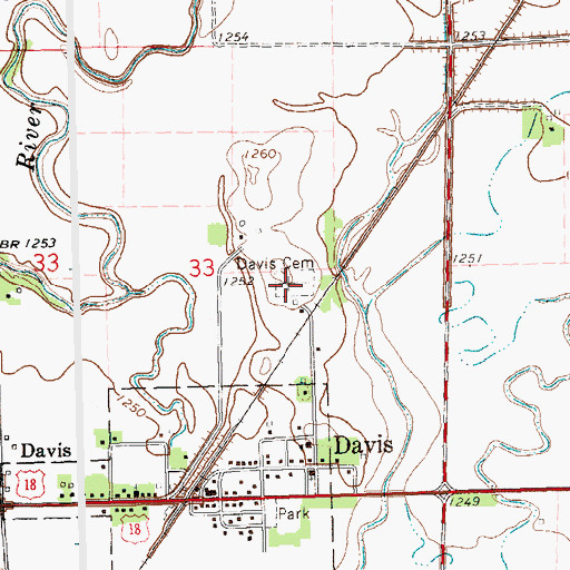 Topographic Map of Davis Cemetery, SD