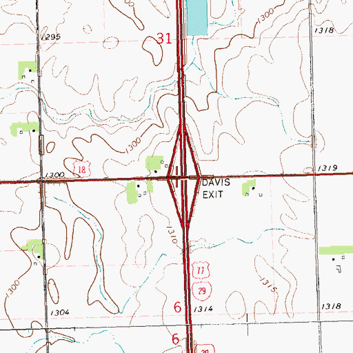 Topographic Map of Davis Exit, SD