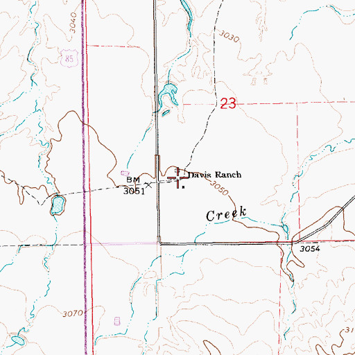 Topographic Map of Davis Ranch, SD