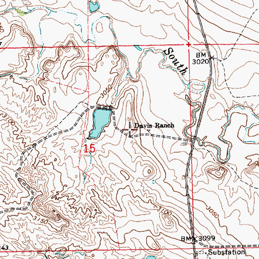 Topographic Map of Davis Ranch, SD