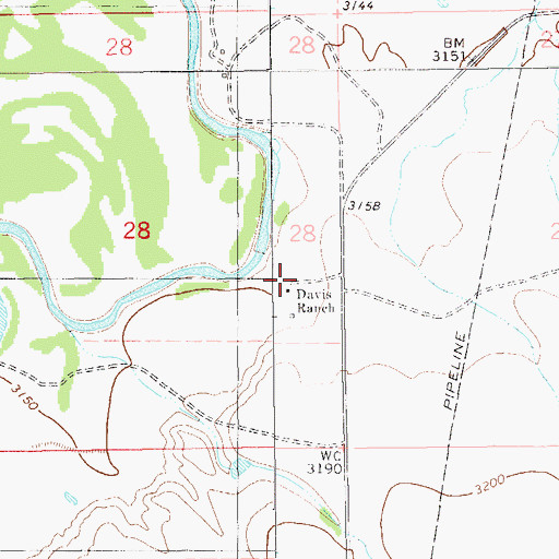 Topographic Map of Davis Ranch, SD