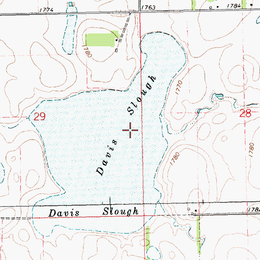 Topographic Map of Davis Slough, SD