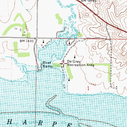 Topographic Map of De Grey Recreation Area, SD