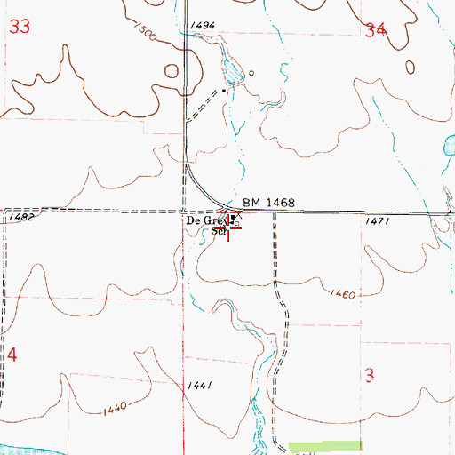 Topographic Map of De Grey School, SD