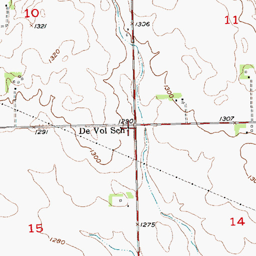 Topographic Map of De Vol School, SD