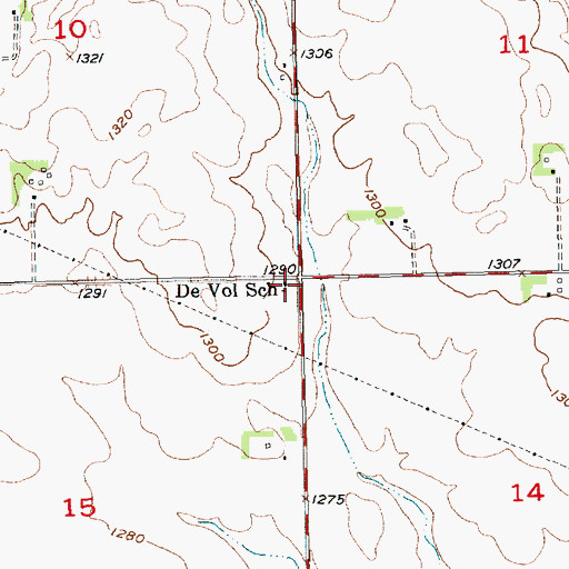 Topographic Map of De Vol School, SD