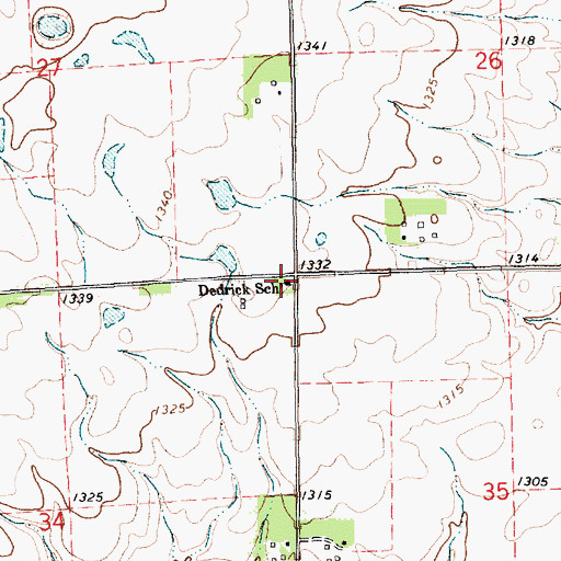 Topographic Map of Dedrick School, SD