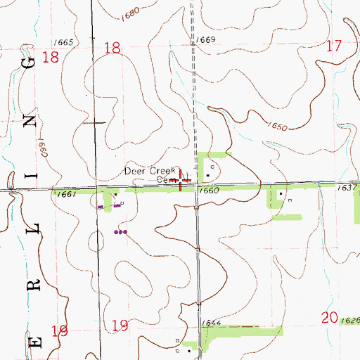 Topographic Map of Deer Creek Cemetery, SD