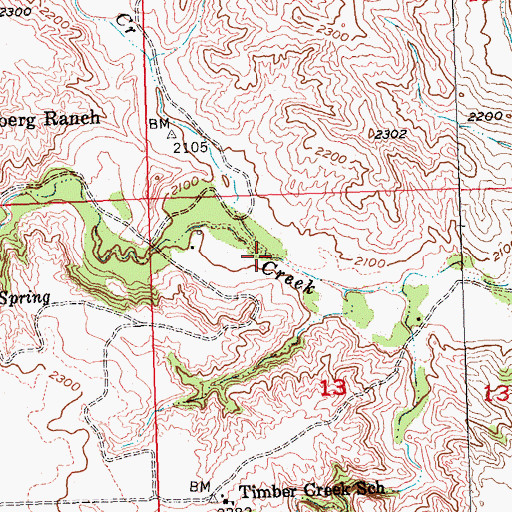 Topographic Map of Deere Creek, SD