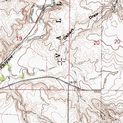 Topographic Map of Dehart Draw, SD